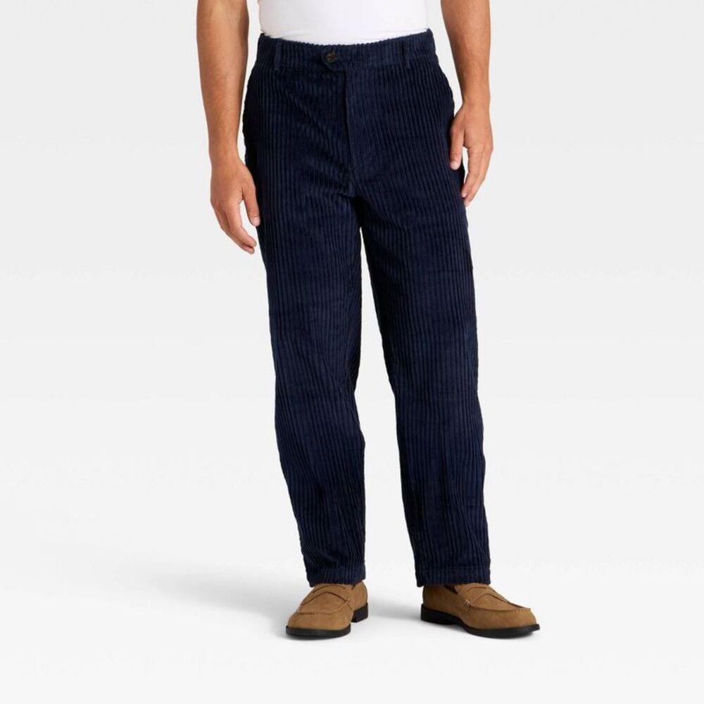 Houston White Men's Wide Wale Corduroy Trousers - Blue M